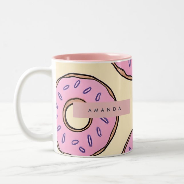 Personalized Pastel Pink Donut  Två-Tonad Mugg (Vänster)