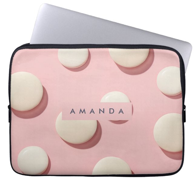 Personalized Pastel Pink with Cream Dot Laptop Fodral (Framsidan)