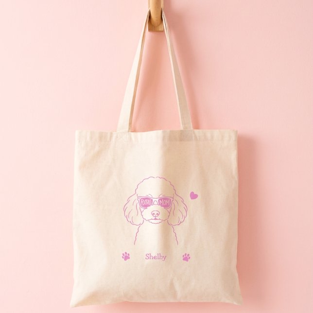 Personalized Pastel Poodle Tote Bag for Dog Mom Tygkasse (Skapare uppladdad)