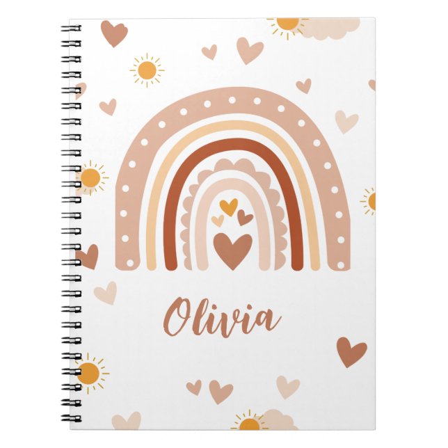 Personalized Pastel Rainbow Spiral Notebook  Anteckningsbok (Framsidan)