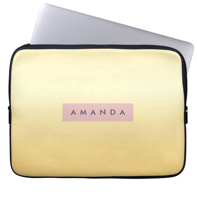 Personalized Pastel Soft Yellow Ombre  Laptop Fodral (Framsidan)