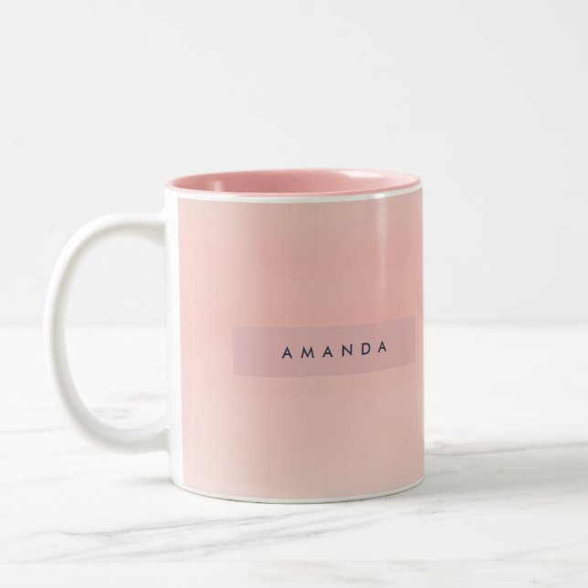 Personalized Pastel Warm Peach Blush Fade Två-Tonad Mugg (Vänster)