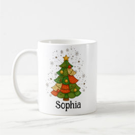 Personalized Patchwork Christmas Tree Holiday Cup Kaffemugg