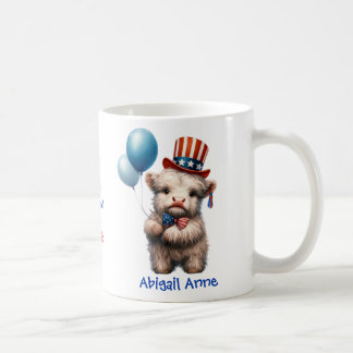 Personalized Patriotic Baby Highland Cow Coffee Kaffemugg