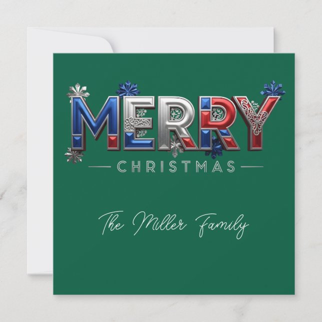 Personalized Patriotic Family Christmas Julkort (Framsida)