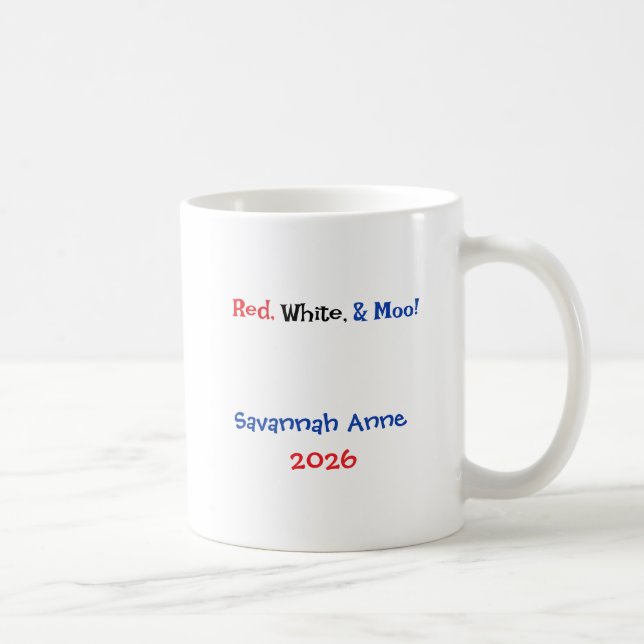 Personalized Patriotic Highland Cow Kaffemugg (Höger)