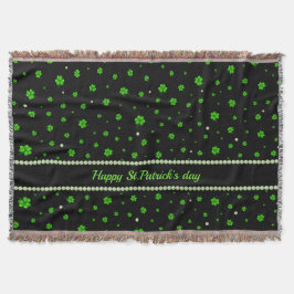 Personalized Pattern of green shamrocks with pearl Filt