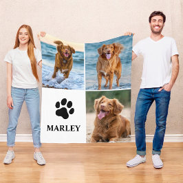 Personalized Paw Dog Lover Photo Collage Pet Fleecefilt