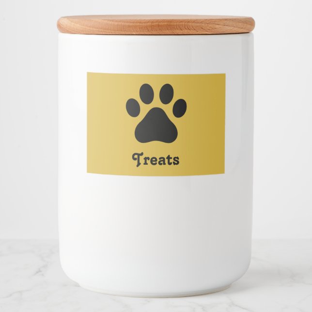 Personalized Paw Print Treats Container Label Mat Etiketter (Framsida)