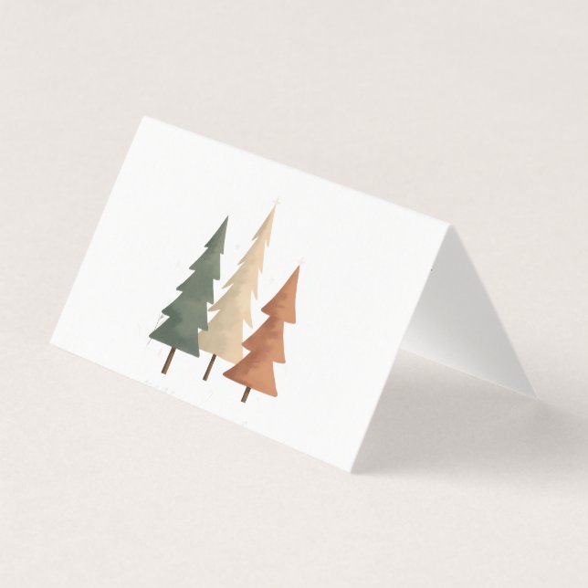 Personalized Peaceful Pines Folded Christmas Card Kort (Framsida)