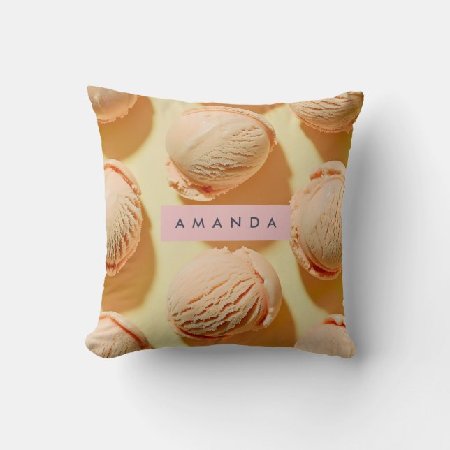 Personalized Peach Ice Cream Scoop  Kudde (Framsida)