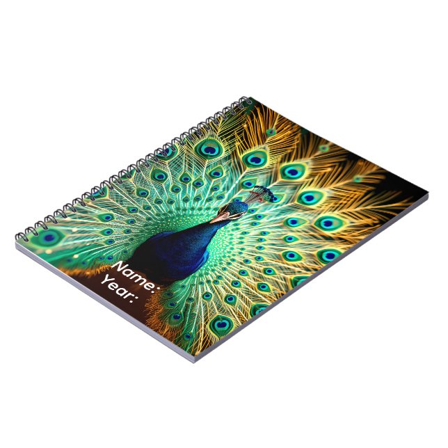 Personalized Peacock Frequencies Planner  Anteckningsbok (Vänstra Sidan)