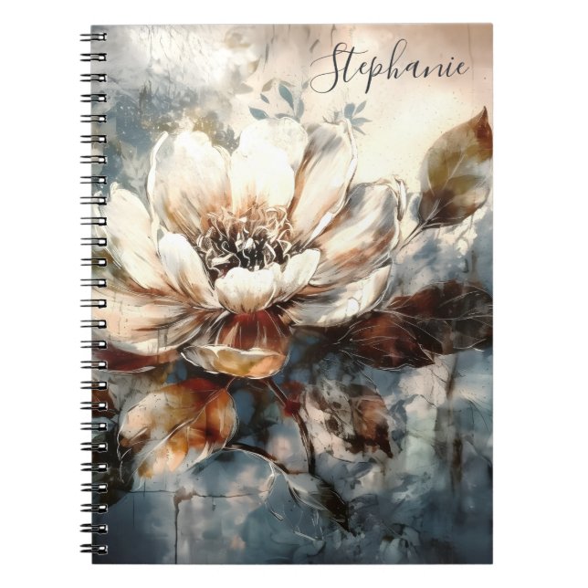 Personalized Peony Watercolor Bloom Art Anteckningsbok (Framsidan)