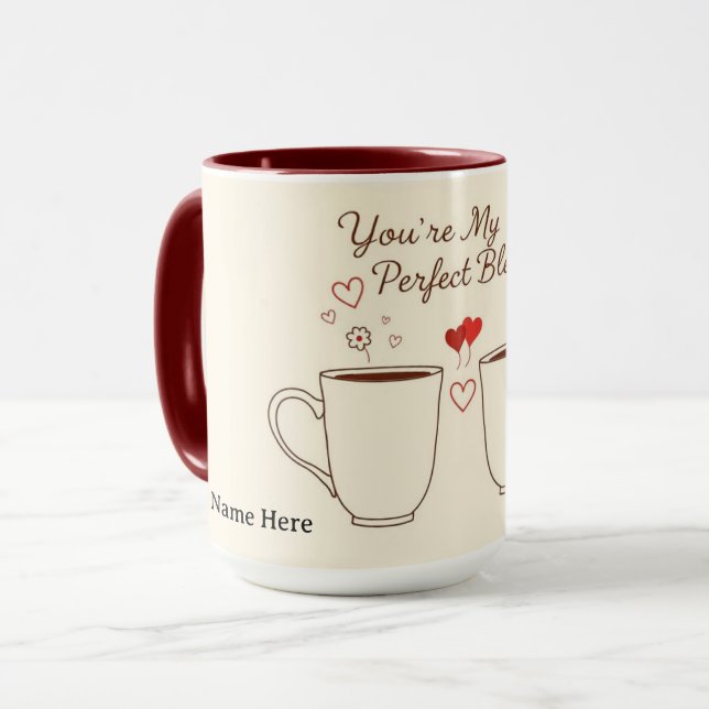 Personalized Perfect Blend Heart Couple Mugg (Framsida vänster)