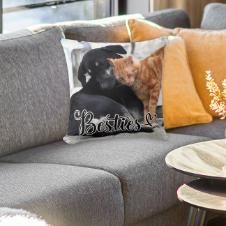 Personalized Pet Besties Throw Pillow Kudde