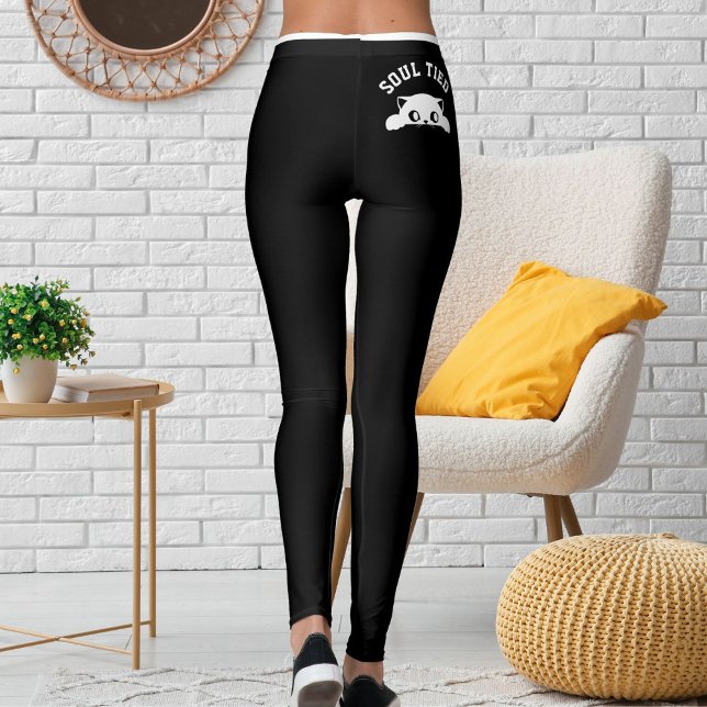 Personalized Pet Cat Mom Quote Black White Stripes Leggings (Skapare uppladdad)