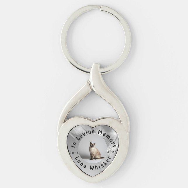Personalized Pet Loss Tribute Artwork Twisted Heart Silverfärgad Nyckelring (Framsidan)