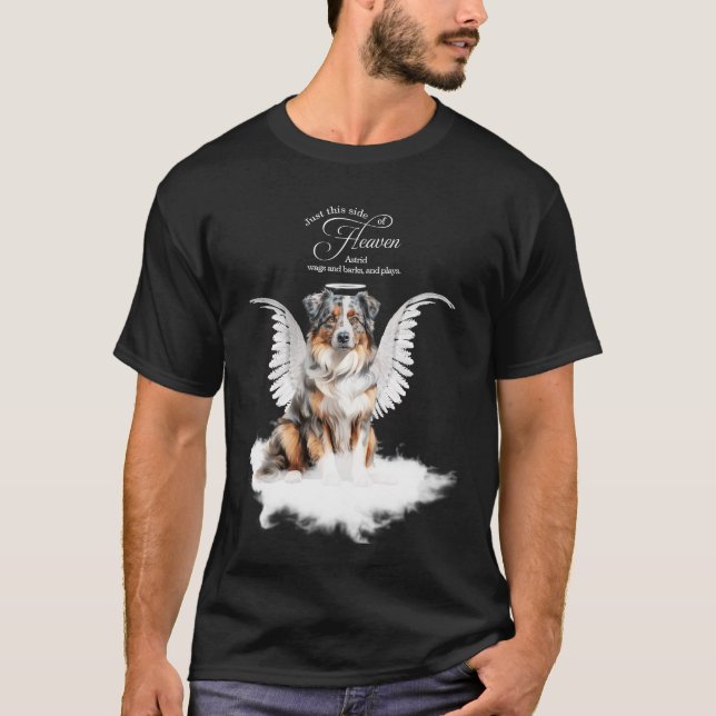 Personalized Pet Memorial Australian Shepherd Dog T Shirt (Framsida)