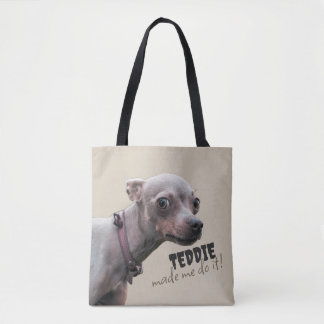 Personalized “[Pet Name] Made Me Do It” Tote Bag Tygkasse