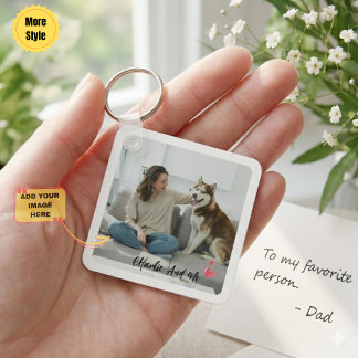 Personalized Pet Photo and Owner Heart Keychain Nyckelring