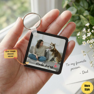 Personalized Pet Photo and Owner Heart Keychain Nyckelring