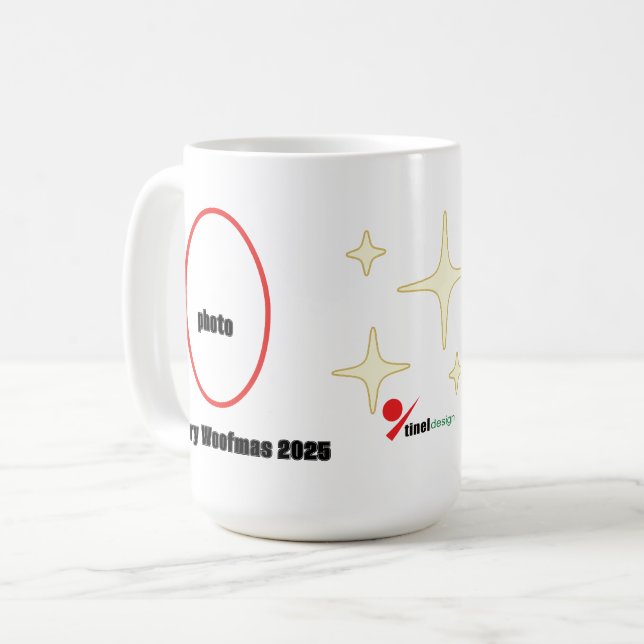 Personalized Pet Photo Christmas Mug - Merry Woofm Kaffemugg (Framsida vänster)