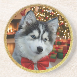 Personalized Pet Photo "Love" Gold Glitter Underlägg