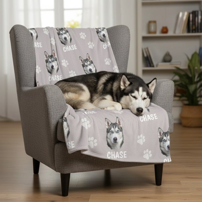 Personalized Pet Photo Name Dog  Fleecefilt (Personalized Pet Photo Name Dog Fleece Blanket)