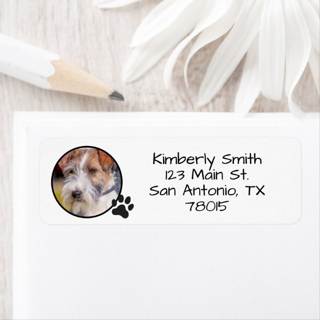 Personalized Pet Photo Return Address Returadress Etikett (Insitu)