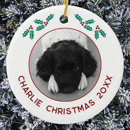 Personalized Pet Puppy Dog Christmas Photo Julgransprydnad Keramik