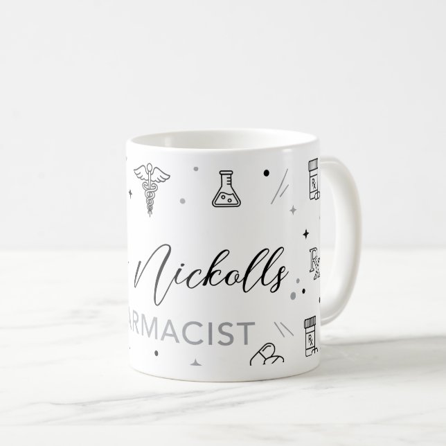 Personalized Pharmacist Mug | Elegant Handwritten  Kaffemugg (Framsida höger)