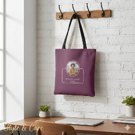 Personalized Photo and Name with Title Burgundy Tygkasse