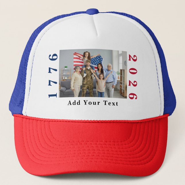 Personalized Photo and Text 1776 2026 Patriotic Keps (Framsida)
