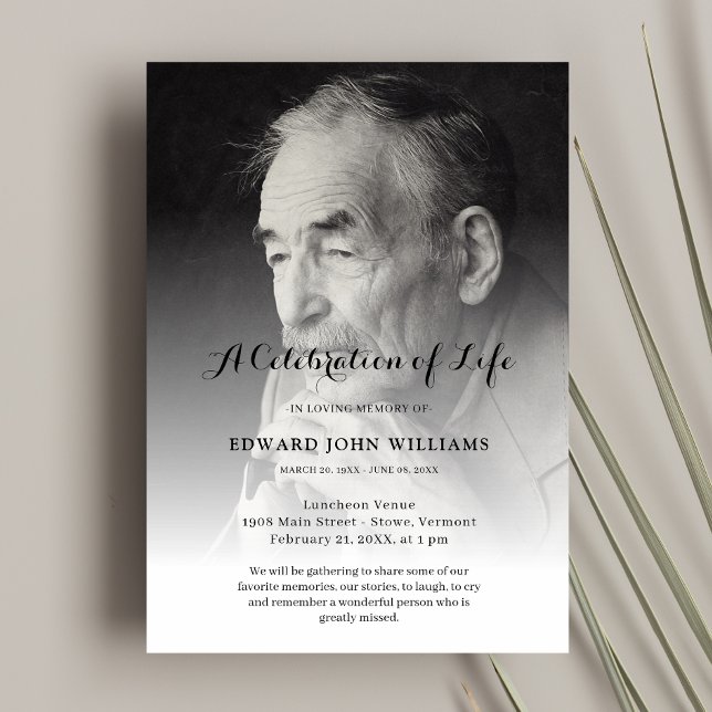 Personalized Photo Celebration of Life Funeral Inbjudningar (Custom Photo Celebration of Life Invitation)