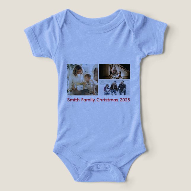 Personalized Photo Collage Family Christmas T Shirt (Design Framsida)