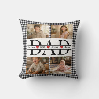 Personalized Photo Collage & Kids' Names "DAD" Kudde