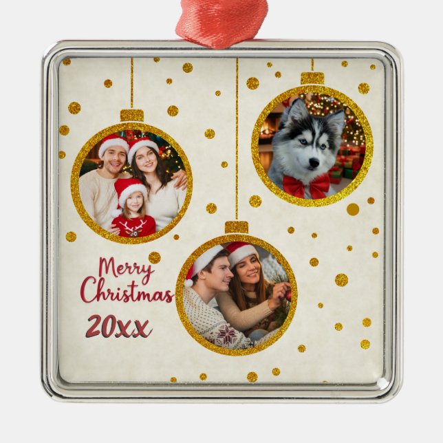Personalized Photo - Custom Family Holiday Decor Julgransprydnad Metall (Framsidan)