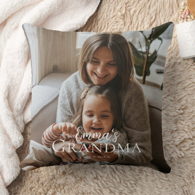 Personalized Photo & Custom Text Grandma Since -  Kudde (Filt)