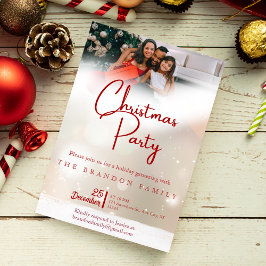 Personalized Photo Family Holiday Holly Christmas Inbjudningar