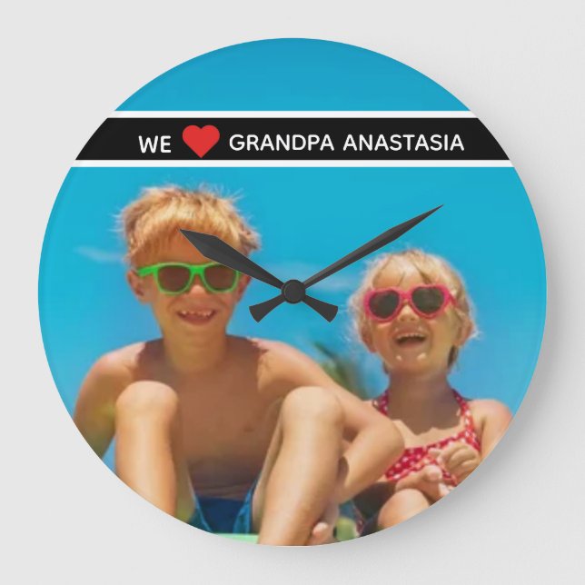 Personalized photo gift for Grandpa  from children Stor Klocka (Framsida)