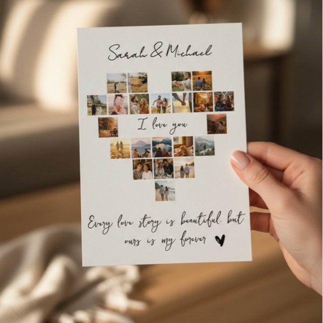 Personalized Photo Heart Love Card for Couples Julkort (Skapare uppladdad)