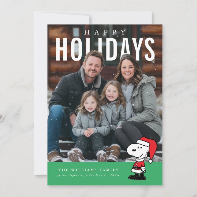 Personalized Photo Holiday Snoopy Doghouse Julkort (Framsida)