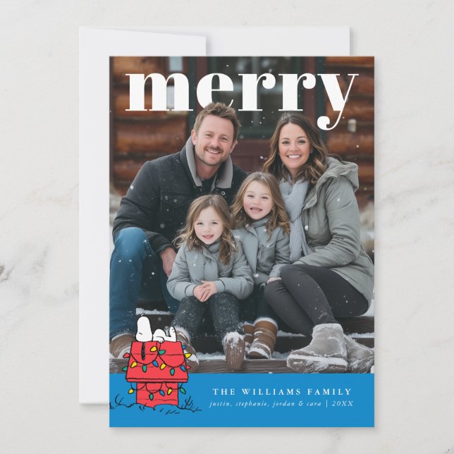 Personalized Photo Holiday Snoopy Doghouse Julkort (Framsida)