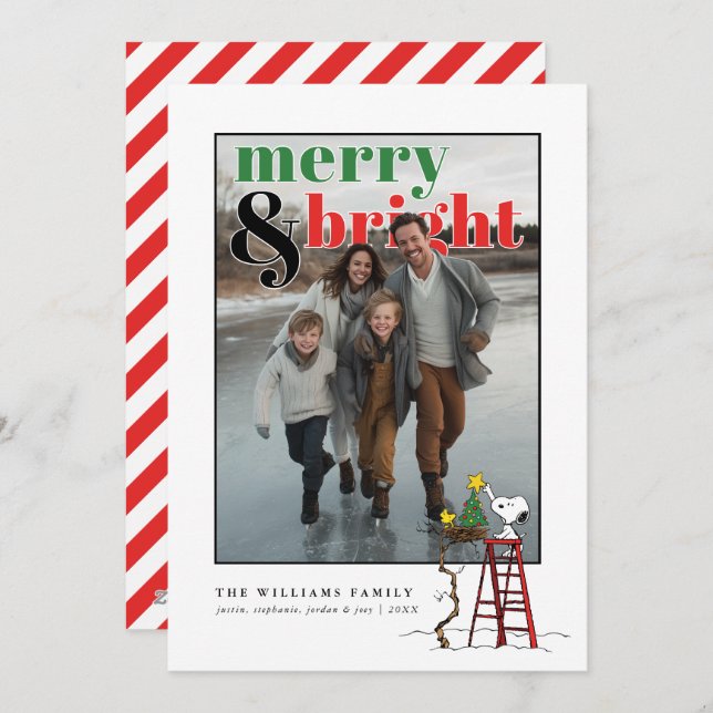 Personalized Photo Holiday Snoopy & Woodstock Julkort (Fram/baksida)