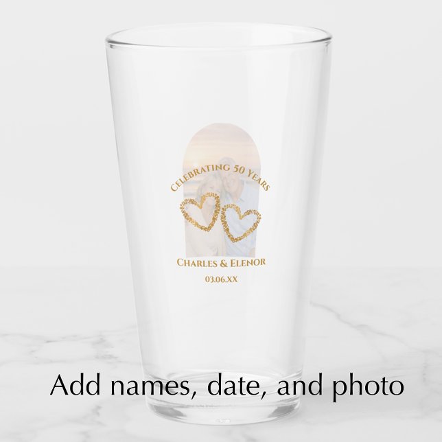 Personalized Photo Keepsake 50th Anniversary Gift Glaskopp (Personalize this photo keepsake glass. Custom golden 50th wedding anniversary gift.
)