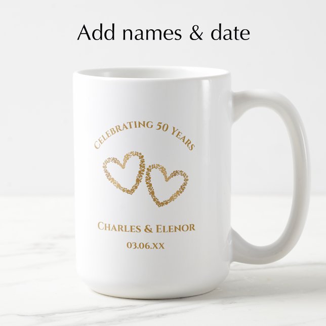 Personalized Photo Keepsake 50th Anniversary Gift Kaffemugg (Personalize this photo keepsake mug for a custom 50th wedding anniversary gift 
)