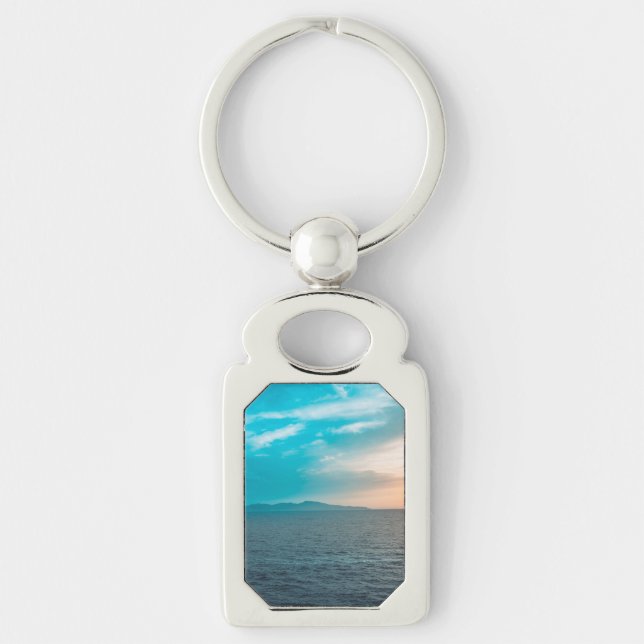 Personalized Photo Keychain Rektangulärt Silverfärgad Nyckelring (Framsidan)