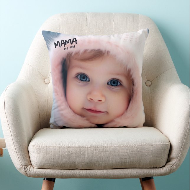 Personalized Photo Mama Established Mother Kudde (Custom Photo Throw Pillow for Mom)