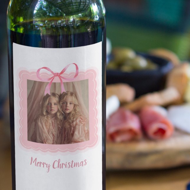 Personalized Photo Merry Christmas Wine Labels Vinflaska Etikett (Skapare uppladdad)