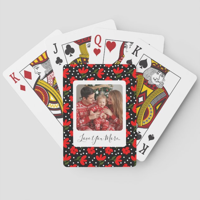 Personalized Photo & Message Floral Playing Cards Casinokort (Baksidan)